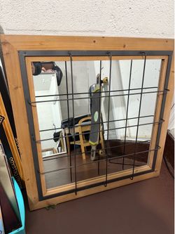 Large mirror barn style wood 3x3