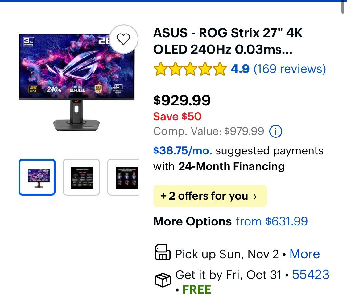 Asus 4k Oled 27 In 240hz Monitor