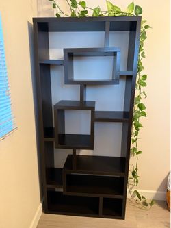 Dark Brown Geometric Bookcase