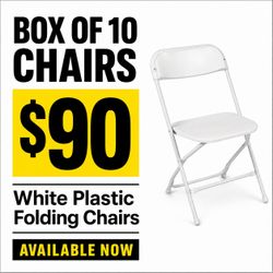 Box of 10 plastic folding chairs
