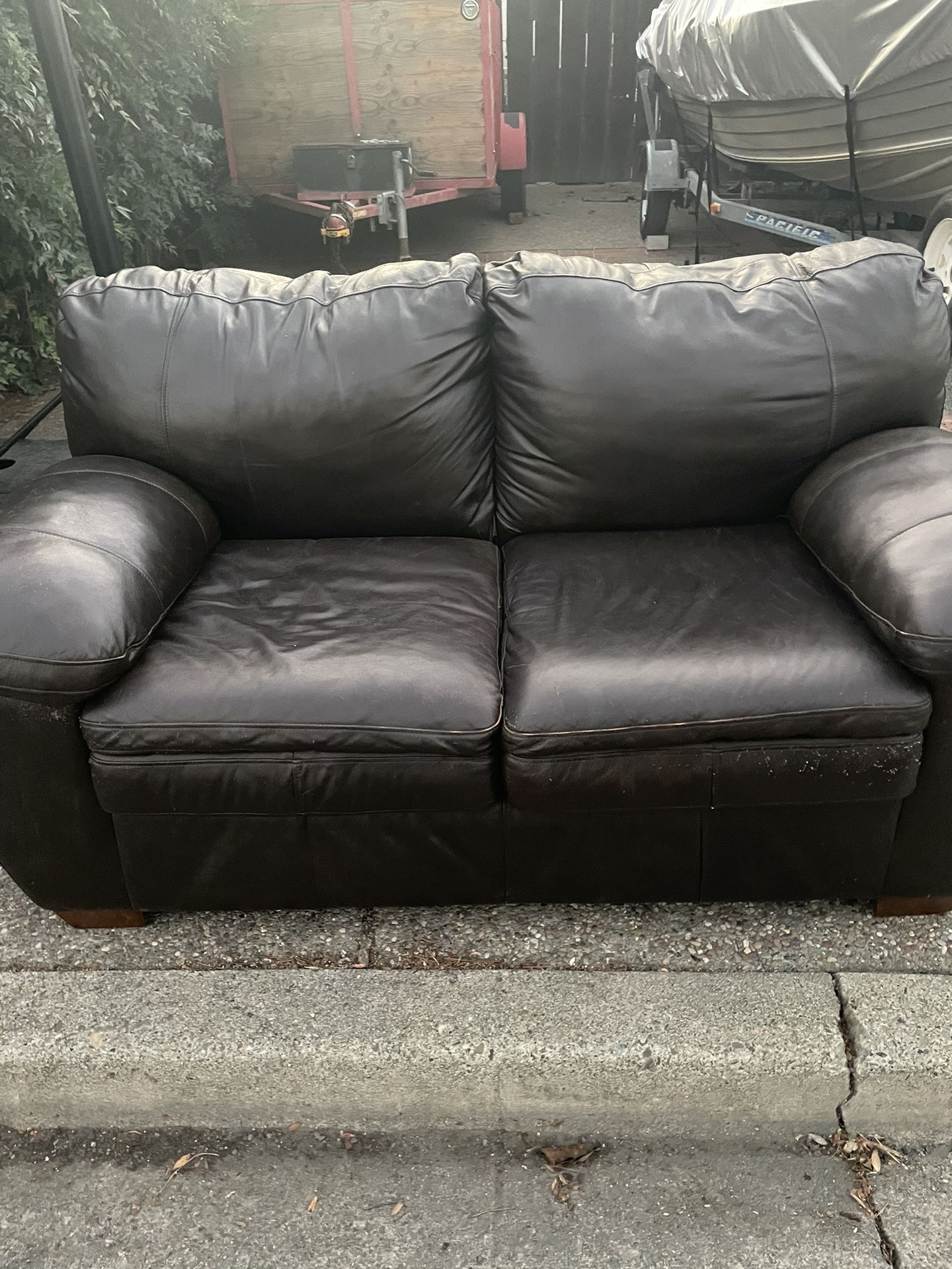 Brown Leather Loveseat