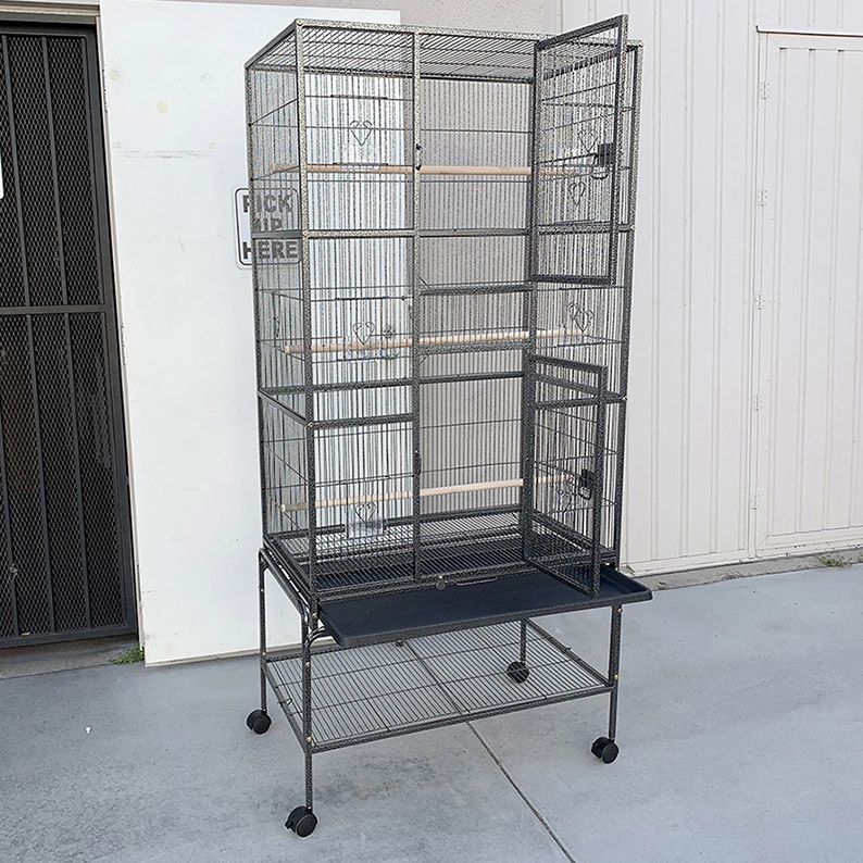 (New in box) $165 X-Large 69” Bird Cage, Rolling Stand, Plastic Tray, Size 31x19x69” for Mid-Sized Parrots