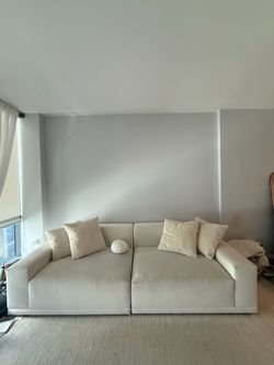 CB2 Faible 2-Piece White Performance Chenille Deep Depth Sectional Sofa