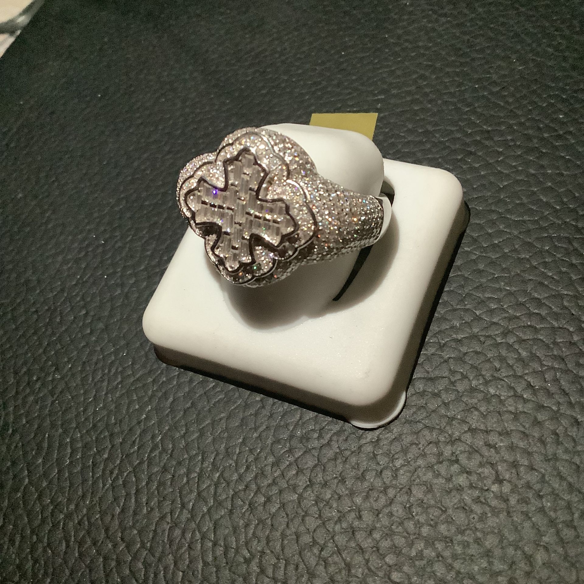 Iced Out Lab diamonds Ring! Solid Silver