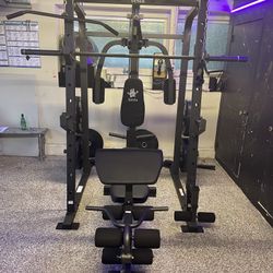 Vesta Fitness Smith Machine 1001 w/Bench Attachment | 230lb Bumpers Olympic Weights | 7ft Olympic Bar | Fitness | Gym Equipment | FREE DELIVERY 🚚 