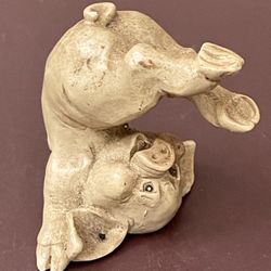 Upside Down Laughing Resin Statue Figurine Mini Farmhouse Hog Swine Piggy 2" Pig
