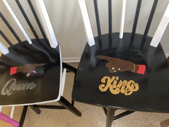 His Queen Her King Couples Handpainted Swivel Chairs