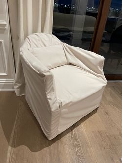White Slipcovered Accent Armchair