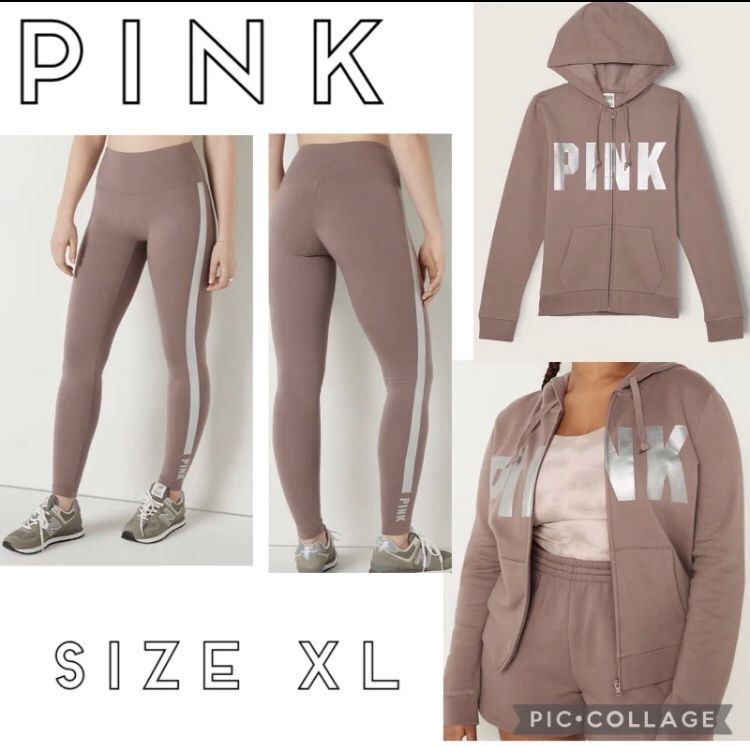 PINK Ultimate High Waist Leggings & Everyday Fleece Zip-Up Hoodie Set