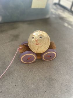 Briere Folk Art Wood Rabbit Pull Toy