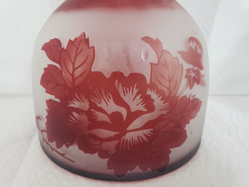 Bohemian ruby red cut to clear satin cameo vase/wine bottle