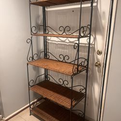 Bakers Rack Wicker And Wrought Iron