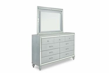 Grey dresser and mirror
