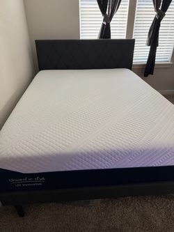 Queen bed frame and mattress