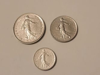 French République Française Franc Coins Set of 3