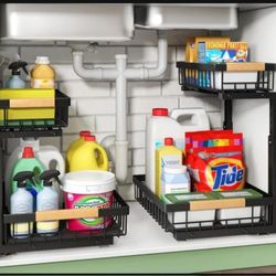 Under Sink Organizer, 2 Packs 2 Tier Under Sink Organizers and Storage
