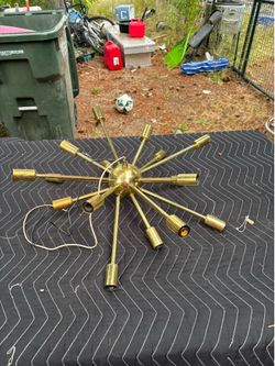 Vintage Mid-Century Modern 16-Arm Brass Sputnik Chandelier – MCM Atomic Light Fixture