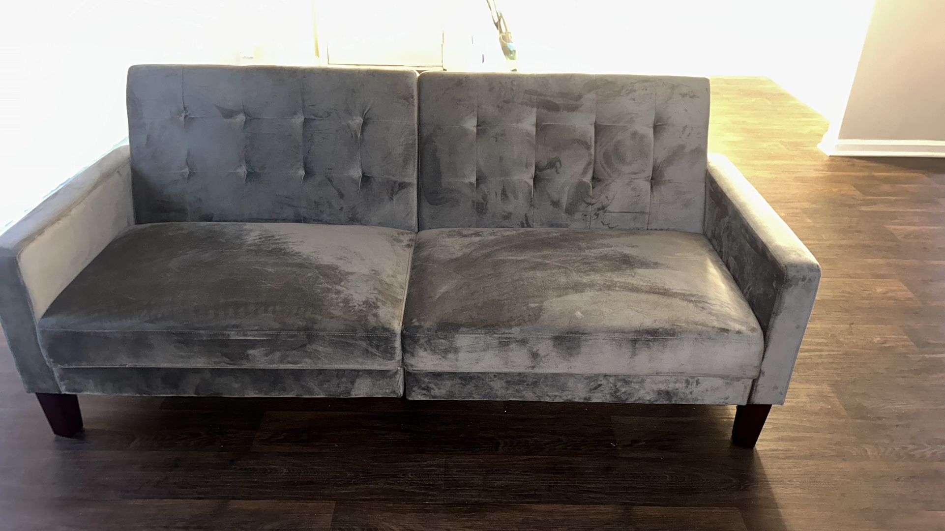 Grey Velvet Couch/ Futon