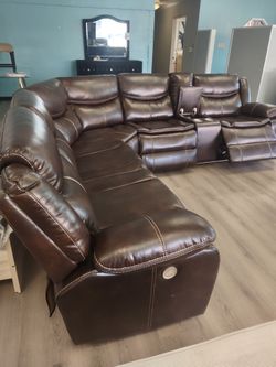New Sectional Sofa With Three Power Recliners On Sale Now Don’t Miss