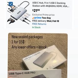 USB C Hub, 11 in 1 USB C Docking Station with 4K@60Hz HDMI, VGA, RJ45, 2 USB 3.0, 2 USB 2.0, SD/TF Card Reader, 100W PD, USB C to HDMI Adapter, USB C 