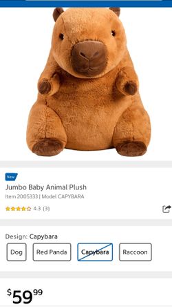 Giant Capybara Plush. NEW!