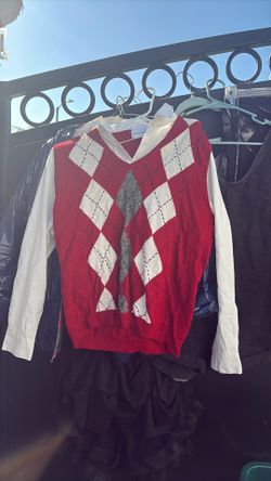 Alfred Dunner vintage 2-in-1 layered red argyle sweater top