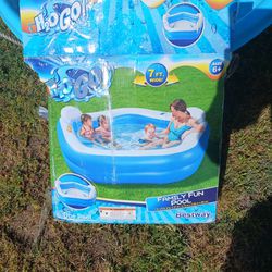 7 Ft Wide By 6 A G E S6 Plus Pool With Little Plastic Pool New Two Slides And A Rocking Swing With Double Swing Sets And A Little Baby Car Push