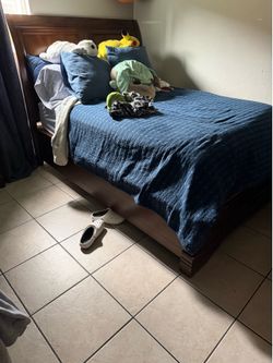 Queen Size Bed with Mattress and Dresser