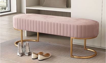 Two Pink Velvet Benches