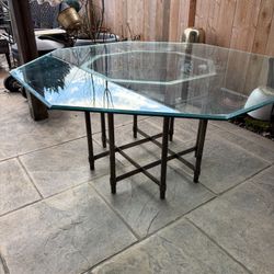 Vintage Hexagonal Glass Dining Table 