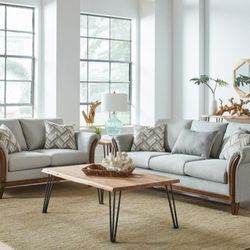 Roxanne - 2 Piece Flared Arm Living Room Set - Pearl Silver