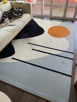 Wool Ivory/Blue Rug 6x9