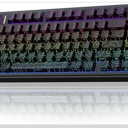 AULA Teclado mecánico inalámbrico F75 Pro con perilla, 75% teclados personalizados intercambiables en caliente, retroiluminación RGB, interruptores pr