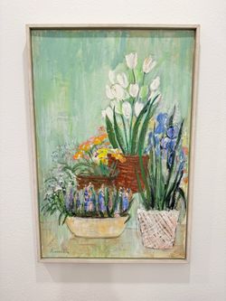 Signed Floral Still Life Painting Framed