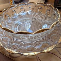 Bartlett Collins 1940's Glass Bowl & Platter St Genevieve