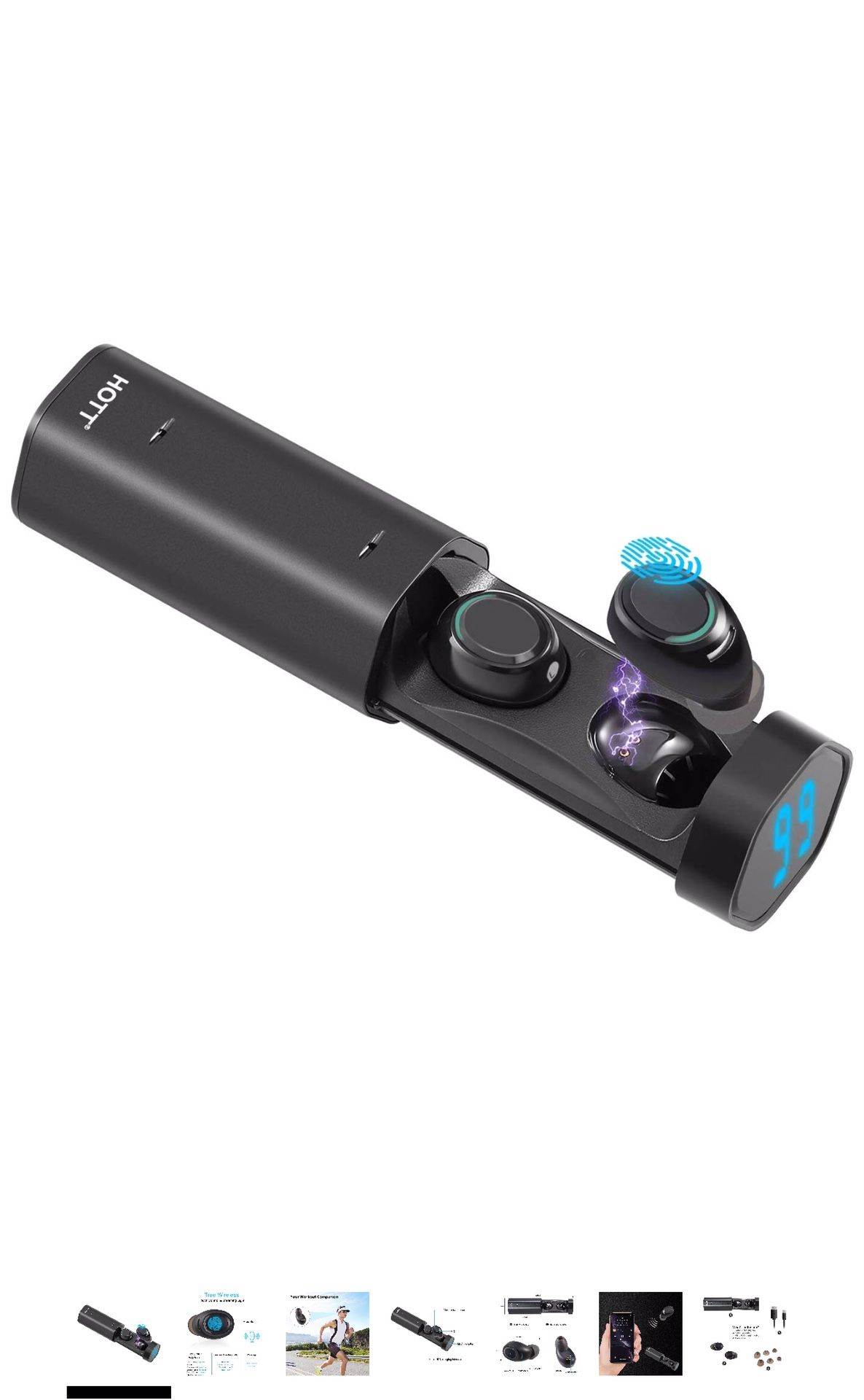 True Wireless Bluetooth Earbuds, Headphones for Sport Mini TWS Earphones Bluetooth 5.0, Auto Pairing, Touch Control, Dual Built-in Mic, Noise Cancell