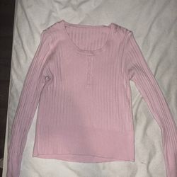 Pink Button upLong sleeve Womens