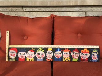 Faces painted on wood - Halloween art?