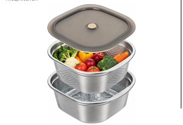 Stainless Steel Colander Bowl Set with Lid
