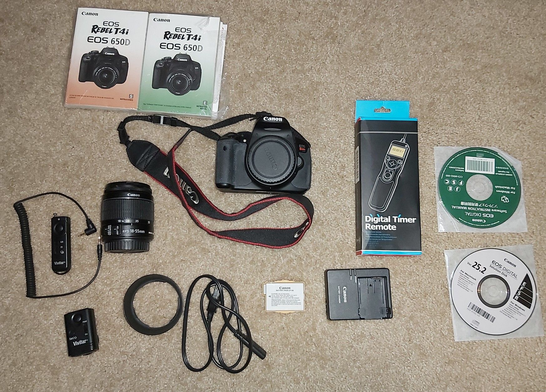 Canon Digital Rebel T4i EOS 650D 18 mp slr camera plus...