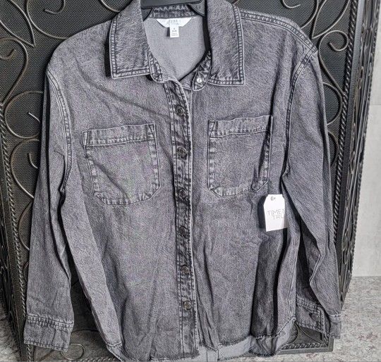 NEW Womens Denim Overshirt - Gray - Time And Tru - Jacket Shirt Clothing - All Sizes