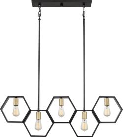 Bismarck 5-Light Earth Black Linear Chandelier