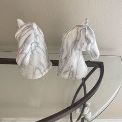 Hollow Marble Look Horse Bookends