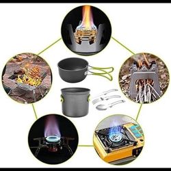 CINNAST 16pcs Camping Cookware Mess Kit, Non-Stick Cooking