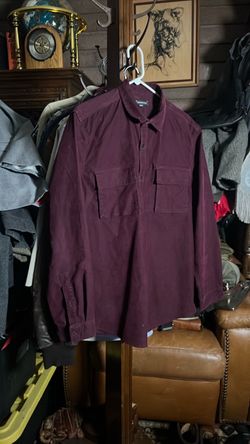 Men's Burgundy Long Sleeve Pullover Shirt