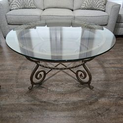 2 Iron Tables with Beveled Glass Tops