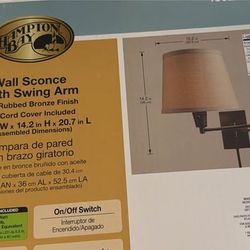 Hampton Bay Wall Sconce with Swing Arm — Oil-Rubbed Bronze, Fabric Shade, New