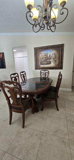 ROYAL DINING SET - Expandable Double Pedestal Table & 6 Chairs