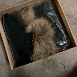 Cloud Nine Sheepskin Shoes Boots Black Fur Sz 6