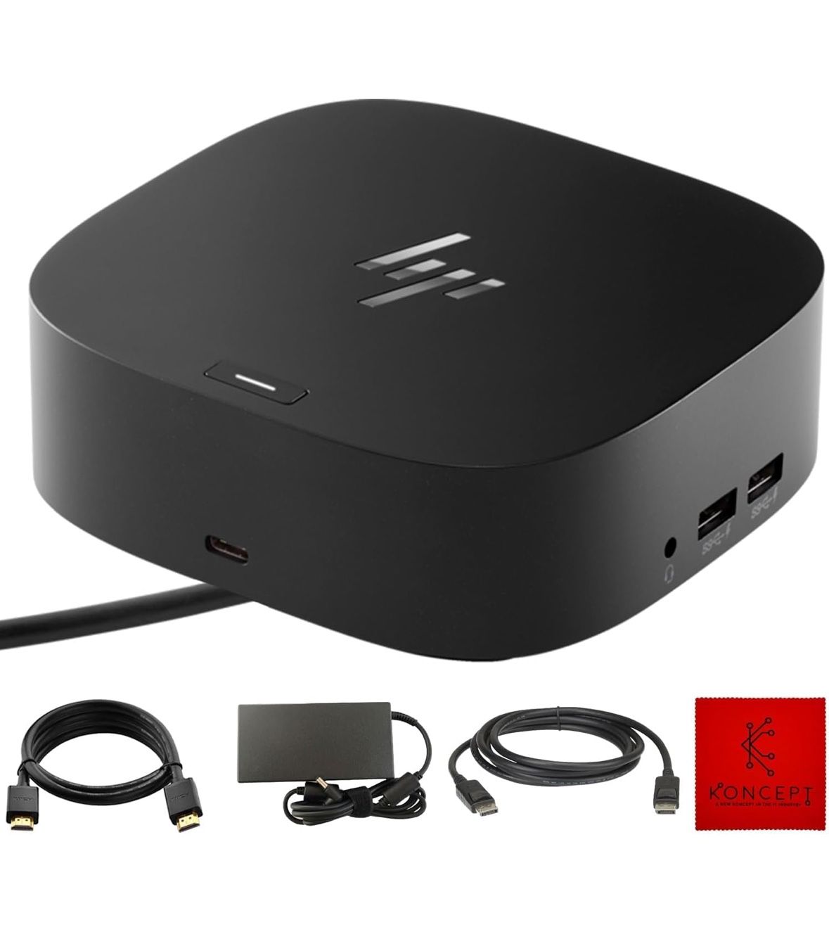  HP USB-C Dock G5 Bundle for Dual Monitor and Charging 120W AC Adapter, HDMI Cable, DisplayPort Cable 